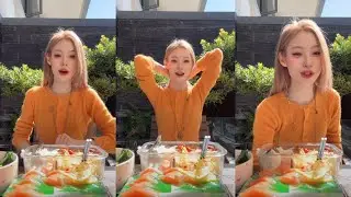 ASMR Salmon Sashimi & Spicy Noodles Mukbang | Eating Sounds Aesthetic Lunch Outdoor