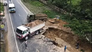 Full Completely!! Project Video Filling the canal with Bulldozer pushing Land and Dump Truck