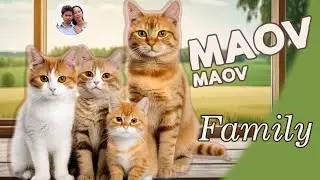 Happy cat family of 5, mother and child Part 1