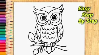 Very easy Owl drawing step by step || How to draw an Owl #drawing #drawingtutorial #owl 