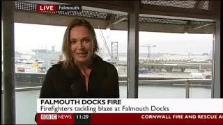 Louise Hubball reporting live from Falmouth on the docks fire 2011 06 17