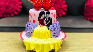 Anniversary Cake with Ruffle Technique | Couple Cake | how to make anniversary cake
