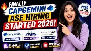 🔥Finally Capgemini ASE Hiring Started 2026 | KPMG, Global Logic | Direct Test Hiring 2026