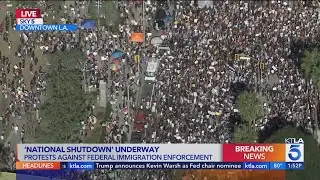 ICE protest underway in downtown L.A. amid ‘national shutdown’