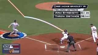 NYY@BOS: Statcast tracks Bradley Jr.'s throw to plate