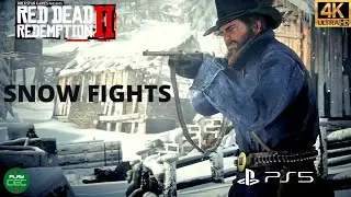 PS5 Read Dead Redemption II - Amazing SNOW FIGHTS Gameplay (4K)