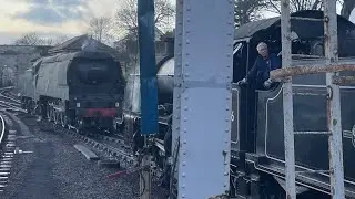 Steam Top n Tail | 34070 &ldquo;Manston&rdquo; + 31806 Leaving Harmans Cross with Whistles | Swanage Railway