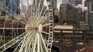 Aerial video the Seattle Great Wheel shot on dji mavic 2 pro
