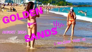Bulgarian Black sea resort Golden Sands🇧🇬 Hot August 2024🏖️walking tour 4K