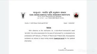 ICAR Technician-1 Post Exam Date Update