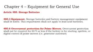 NEC for Batteries and Solar