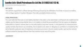 [Case Law Tort] ['statutory liability'] Lonrho Ltd v Shell Petroleum Co Ltd (No 2) [1982] AC 173 HL