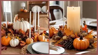 Dried leaf and candle fall and thanksgiving centerpiece ideas #viral #beauty #fashion