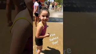 Fire truck spraying water😱 We love fire safety day! #shorts #kids #fun #summer #viral #love