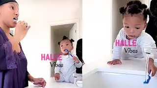 Halle Bailey Teaches Halo to Brush His Teeth🪥😊❤️