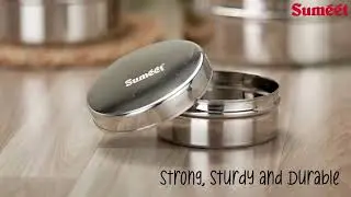 Sumeet Stainless Steel Puri Dabba Set of 8 | Multipurpose Flat Storage Containers for Kitchen