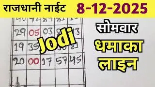 RAJDHANI NIGHT TODAY MATKA TRICK 8/12/2025 MONDAY/RAJDHANI NIGHT TODAY