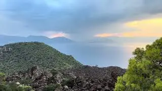Trees are green Volcano Sunset Hike Greece Sea Clip into another world