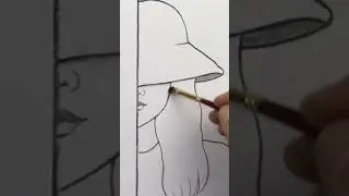 Girl hide face pencil drawing