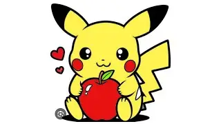 Pikachu Pokemon Drawing Easy And Cute/Pikachu Drawing With Apple/How To Draw Pok&eacute;mon 