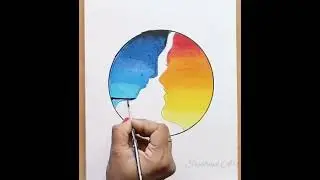 Moon and Sun face scenery drawing (Full drawing video link in description box)@sreebaviart