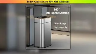 Get Automatic Sensor Trash Can Stainless Steel Wastebin Kitchen and Home Large Capacity Trash Can S