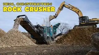 REAL Construction Site ROCK CRUSHER - Digger Excavator Backhoe loading Rock Crusher video for Kids