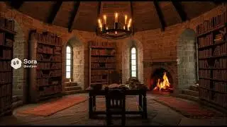 Medieval Library Fireplace | Quiet Reading & Study Ambience (1 Hour)