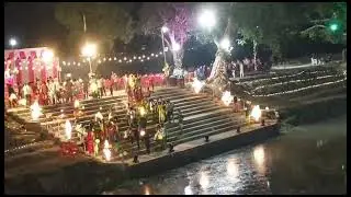 20/08/2023 ko Amrit sarover ka uddghatan me aarti ganga aarti #bhakti #puja #hindufestival 5