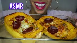 ASMR CHEESY BAKED SPAGHETTI SQUASH PIZZA (Light Whispering) Soft Eating Sounds | ASTR-ASMR