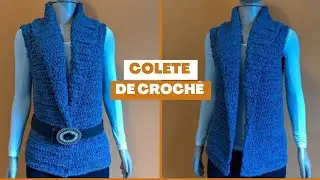 COLETE DE CROCHE COM GOLA XALE por @CrisTelesCroche