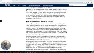 De minimus safe harbor election explanation