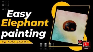 Easy elephant painting।।Best stone painting idea।। Sunset image drawing on stone।। Elephant drawing