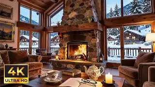The Most Relaxing Winter Ambience Crackling Fire, Snowstorm & Soft Jazz Music
