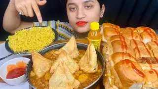 EATING CHOLE SAMOSA, MASALA MAGGI,MASALA BUTTER VADA PAV|STREET FAMOUS FOOD MUKBANG|BIG BITES|ASMR