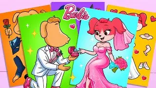 TRUE LOVE 💕  BARBIE SHERIFF LABRADOR PROPOSAL & Papillon Stickers   #paperdiy #asmr #sherifflabrador