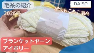 【DAISO】ブランケットヤーン・アイボリー【購入品紹介・100均毛糸】極太のもこもこ毛糸！