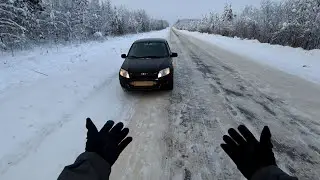 POV Winter Drive Through Russia - Lada Granta