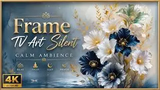 Elegant Blue and White Floral Composition | Timeless Frame TV Art 4K