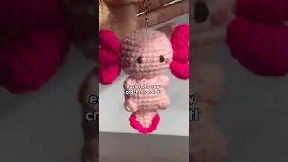 easy and cute idea 🌸 | crochet axolotl keychain for beginners #crochet #amigurumi #axolotl