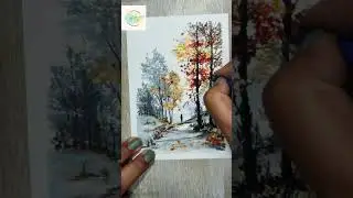 How to paint a Realistic Autumn Landscape Step by Step #oilpastel #easy #art