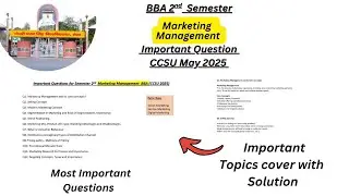 Important Questions Marketing Management BBA 2nd Semester #ccsu #bba #exampreparation
