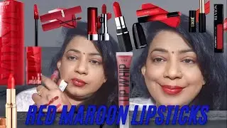 My Favourite Red/ Maroon Lipsticks I Aparna Rajan I Myntra, Nykaa, Amazon , Flipkart, purple