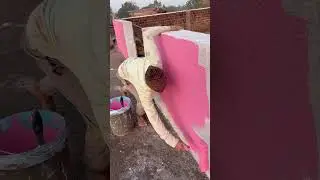 Pink wall painting outside #shortsfeed #wallcoverings #homedecor #wallpainting #wall