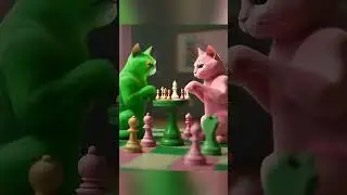 Crazy Cats Playing Chess