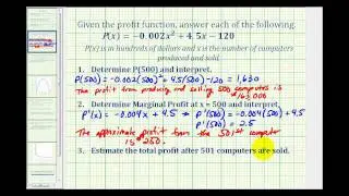 Ex 1:  Marginals and Marginal Profit