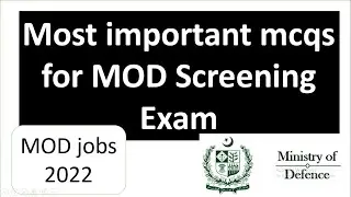 mod important mcqs for screening exam | mod jobs 2022 | www.recriutement.com.pk | mod jobs | mod
