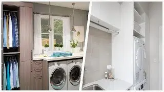 75 Medium Tone Wood Floor Laundry Room With Gray Walls Design Ideas You'll Love 🔴