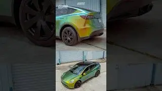 Tesla model y wrapped in Avery Dennison color flip film #glaubenwraps #carwrap #teslawrap