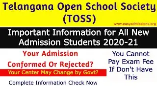 TS Open School Admission Latest News 2021| Confirmed or Rejected | How to Pay Exam Fees |Edit Option